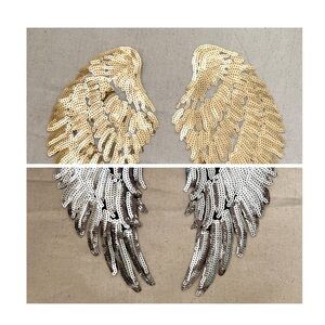 Gold & Silver Sequined Wing Appliqués - Set of Two Pairs, NWOT